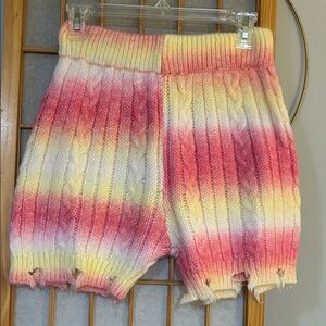 POL Sunset Ombre Cable Knit Wool Blend Distressed Shorts Small NWOT